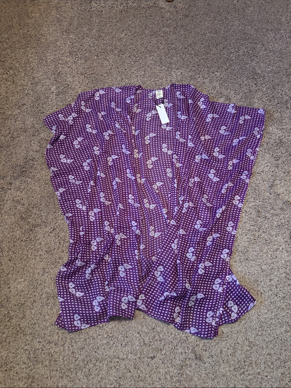 NWT Raj Purple Floral Print Kimono Cardigan OS